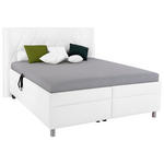 POLSTERBETT 160/200 cm,  in Weiß, Matratze, gepolstertes Kopfteil, Lattenrost, Bettkasten, H2 = mittel, H3 = fest  - Birkefarben/Silberfarben, KONVENTIONELL, Holz/Textil (160/200cm) - Esposa