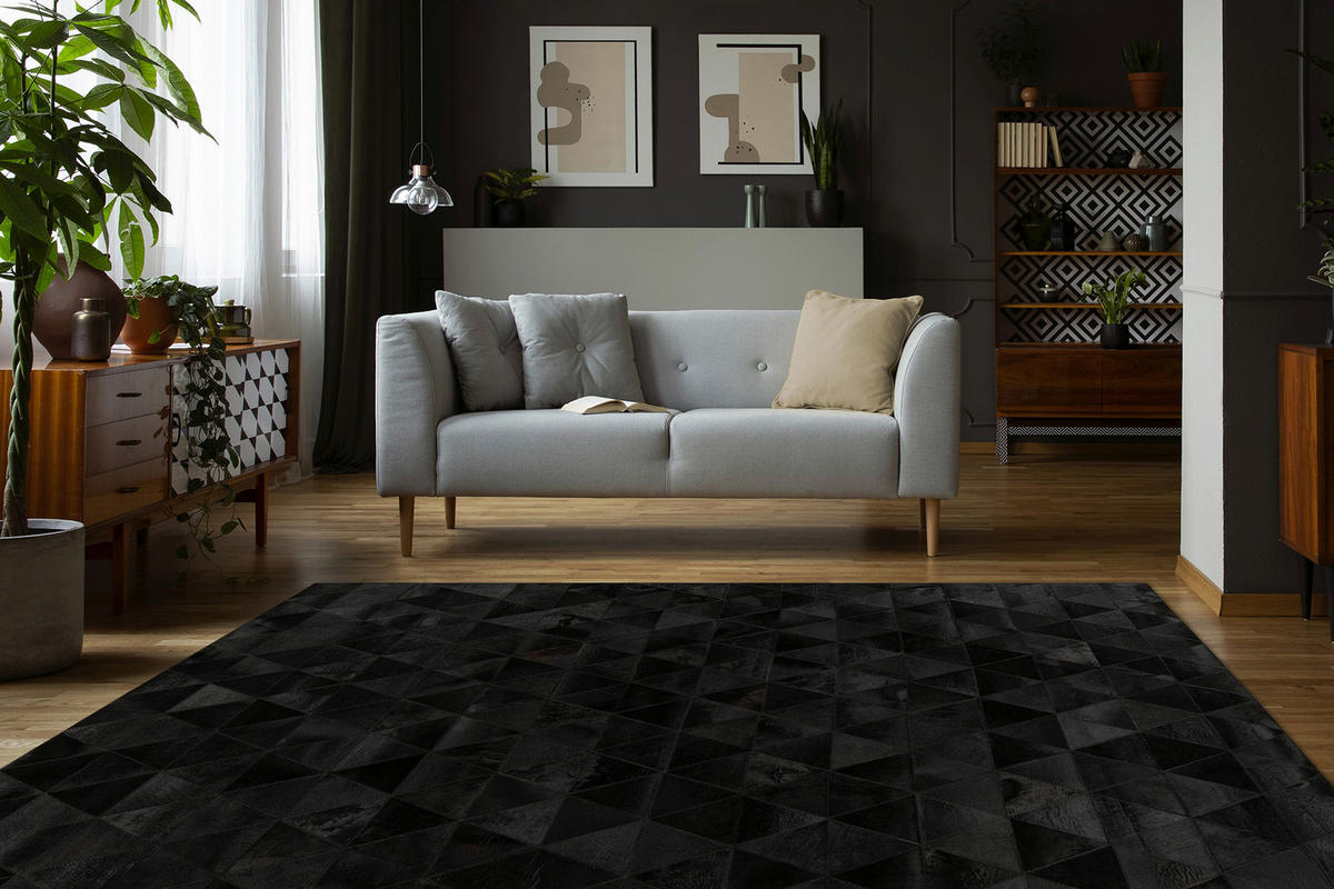 KOŽENÝ KOBEREC, 120/170 cm, černá - černá, Konvenční, textil/kůže (120/170cm)