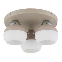 DECKENLEUCHTE  31,5/15 cm    - Sandfarben/Weiss, Design, Glas/Metall (31,5/15cm) - Globo
