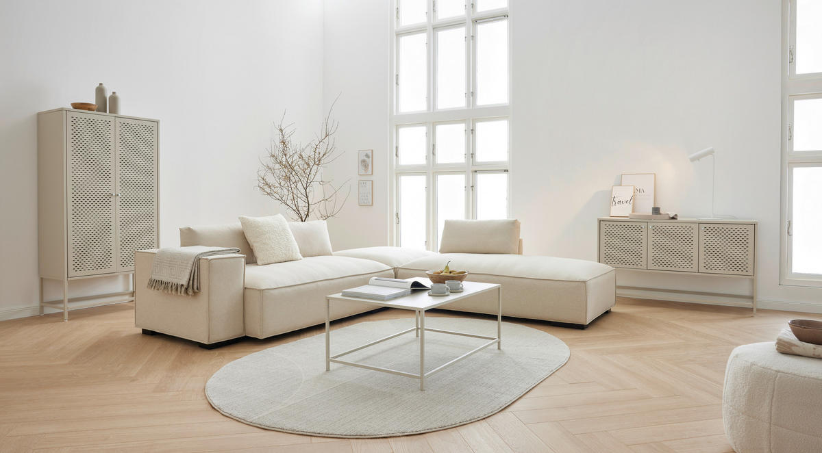 COUCHTISCH in Metall 60/90/40 cm  - Silberfarben/Creme, Basics, Metall (60/90/40cm) - MID.YOU