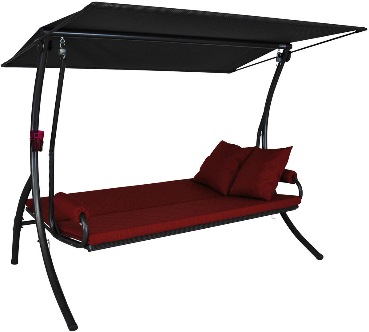 HOLLYWOODSCHAUKEL 210/160/145 cm  - Dunkelgrau/Bordeaux, Basics, Textil/Metall (210/160/145cm) - Boxxx