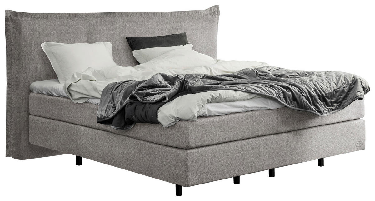 BOXSPRINGBETT 180/200 cm,  in Grau, Matratze, Topper, H3 + H4 = fest + sehr fest  - Schwarz/Grau, KONVENTIONELL, Textil/Metall (180/200cm) - Jensen