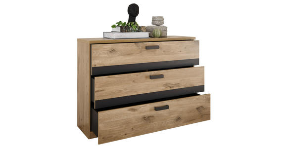 SIDEBOARD  120/88,6/38 cm 3 Schublade(n)  - Eichefarben/Graphitfarben, Design, Holzwerkstoff/Metall (120/88,6/38cm) - Xora