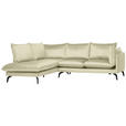 ECKSOFA in Samt Creme  - Creme/Schwarz, Design, Textil/Metall (200/241cm) - Carryhome