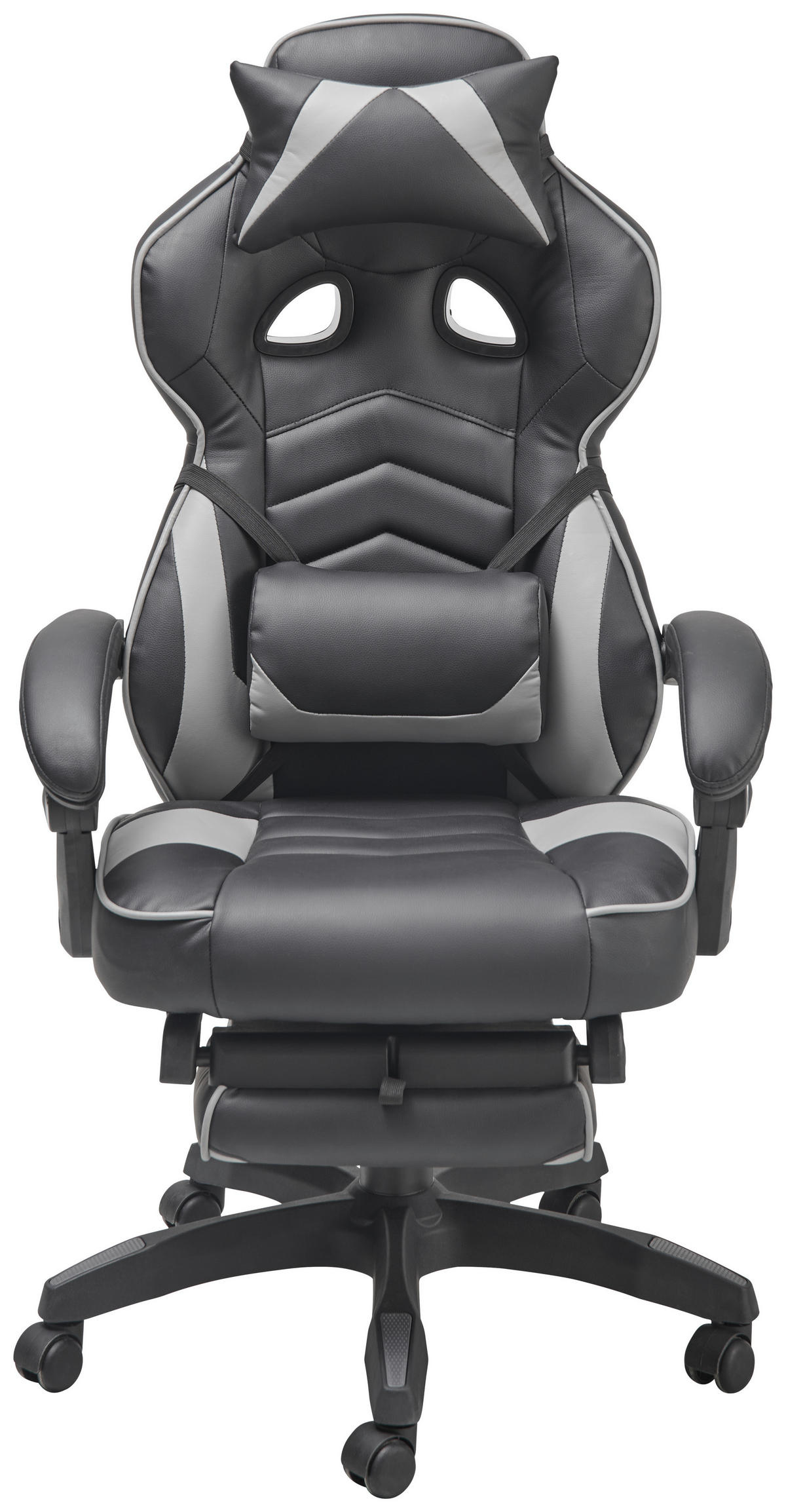 SCAUN DE GAMING  in imitație piele, microfibră gri, negru  - negru/gri, Lifestyle, plastic/lemn (68,5/116-124/65cm) - Livetastic