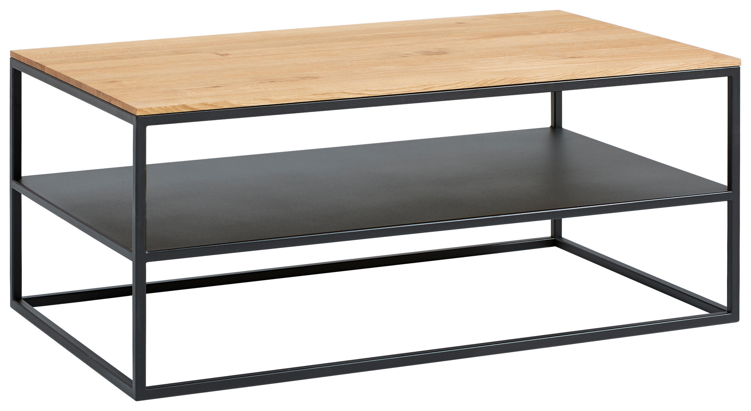 COUCHTISCH in Holz, Metall 100/60/41,5 cm  - Eichefarben/Schwarz, Design, Holz/Metall (100/60/41,5cm) - Johann Jakob