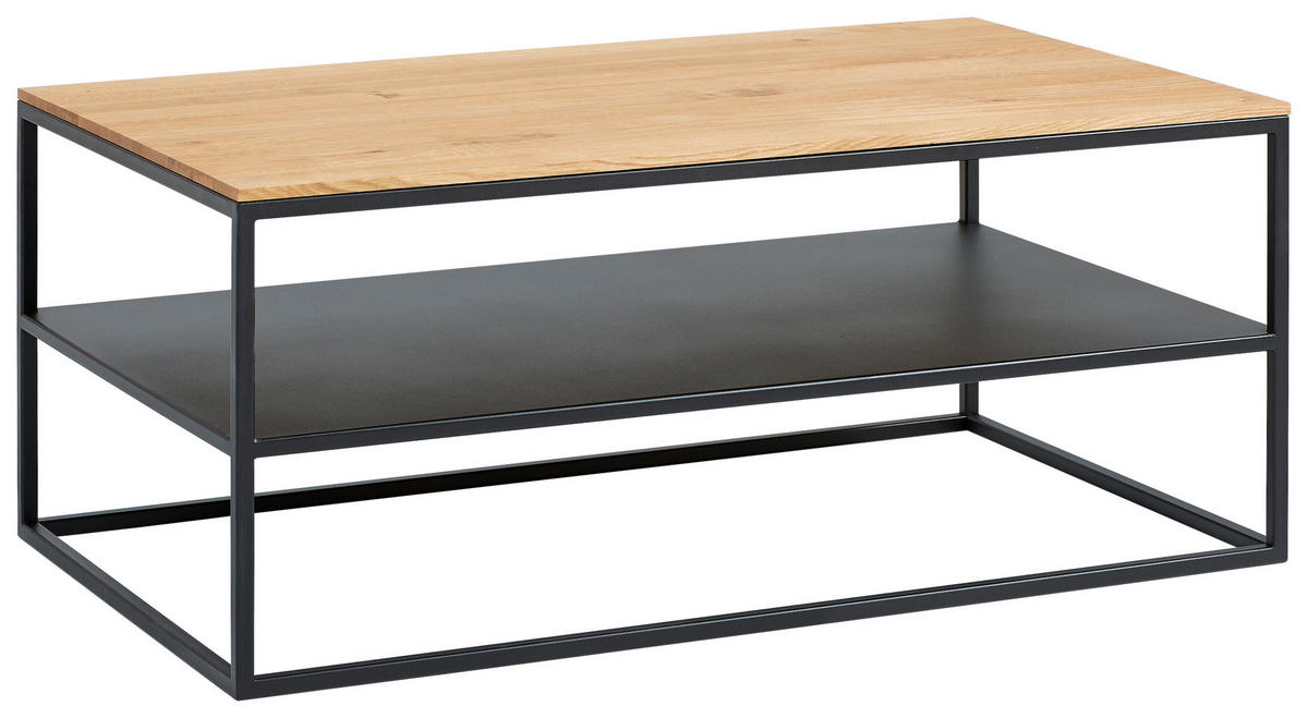COUCHTISCH Holz, Metall 100/60/41,5 cm  - Eichefarben/Schwarz, Design, Holz/Metall (100/60/41,5cm) - Johann Jakob