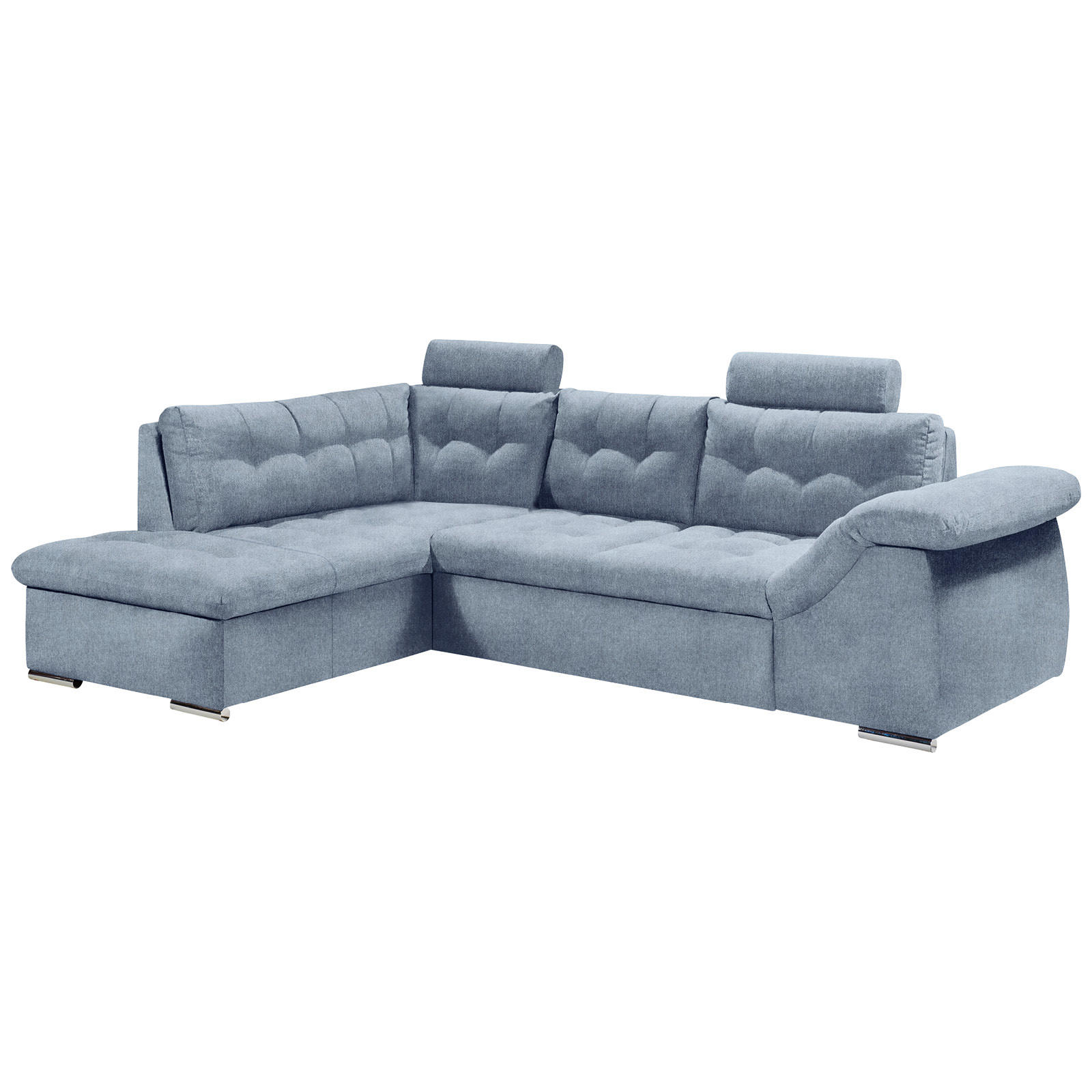ECKSOFA Blau Mikrovelours  - Blau, KONVENTIONELL, Kunststoff/Textil (193/283cm) - MID.YOU