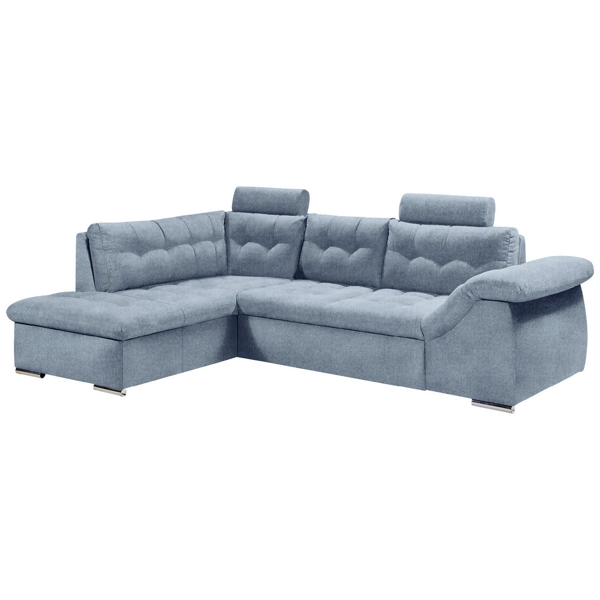 ECKSOFA in Mikrovelours Blau  - Blau, Konventionell, Holzwerkstoff/Kunststoff (193/283cm) - MID.YOU