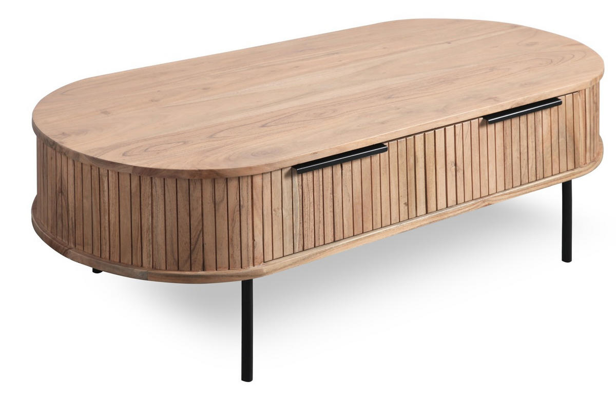 COUCHTISCH Akazie massiv Grau  - Grau, KONVENTIONELL, Holz/Metall (118/40/60cm) - Livetastic