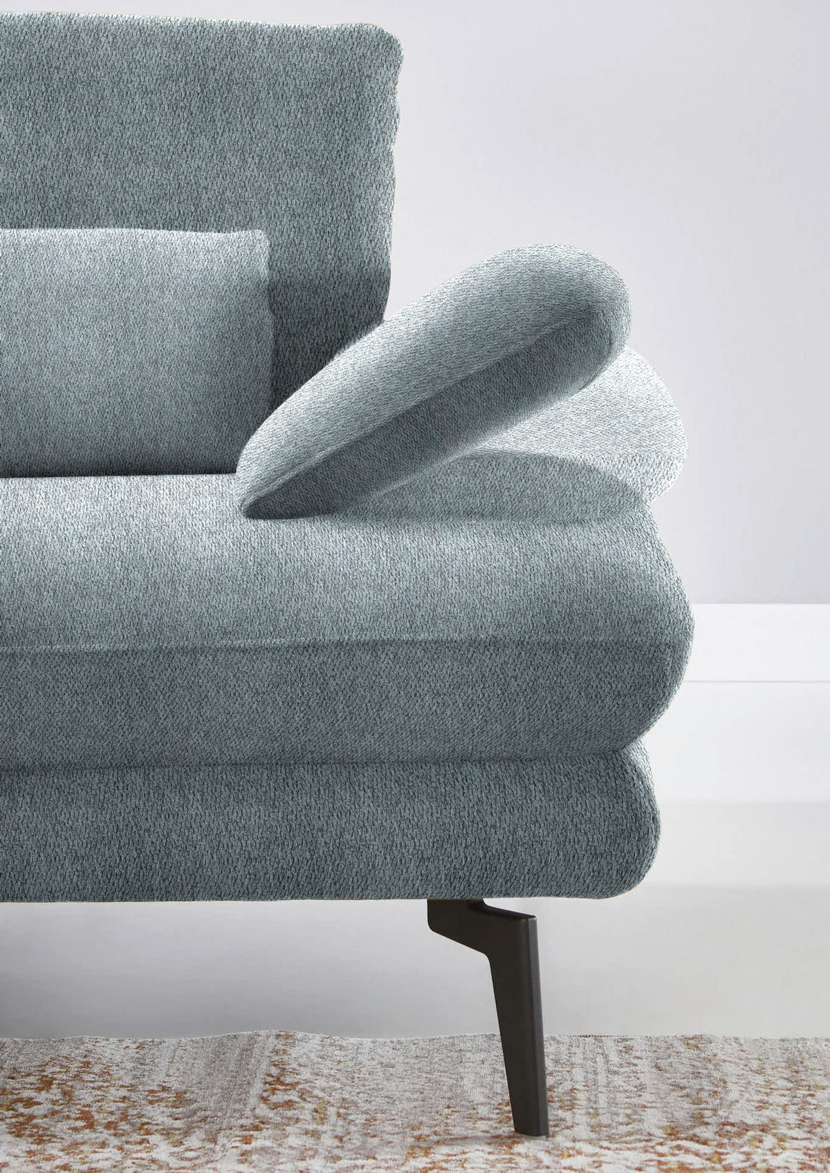 ECKSOFA in Chenille Blaugrau  - Blaugrau/Schwarz, Design, Textil/Metall (180/310cm) - Dieter Knoll