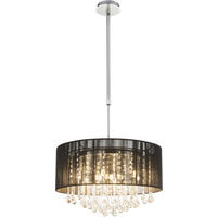 HÄNGELEUCHTE 50/75-120 cm   - Schwarz, LIFESTYLE, Glas/Textil (50/75-120cm) - Globo