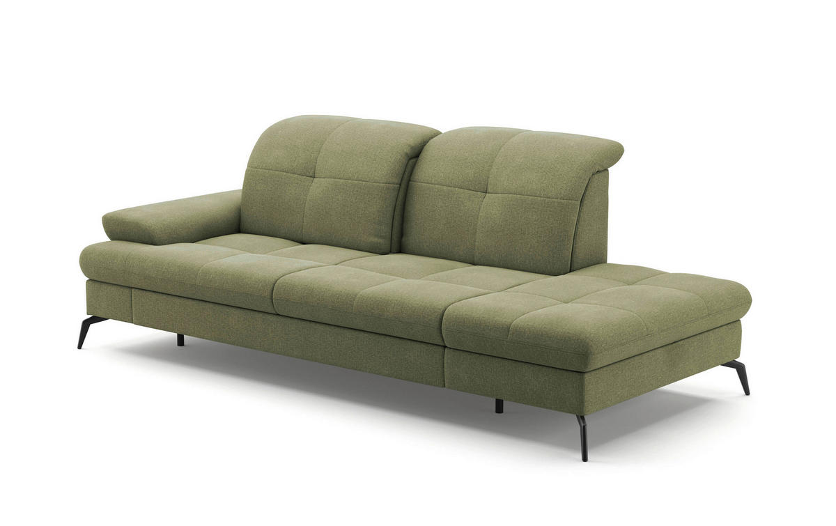RÉCAMIERE Hellgrün Flachgewebe  - Schwarz/Hellgrün, KONVENTIONELL, Textil/Metall (231/90/122cm) - Sit & More