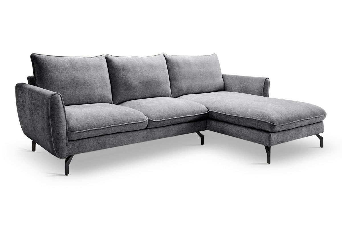 ECKSOFA TORONTO Grau Webstoff  - Schwarz/Grau, Basics, Textil/Metall (259/165cm) - MID.YOU