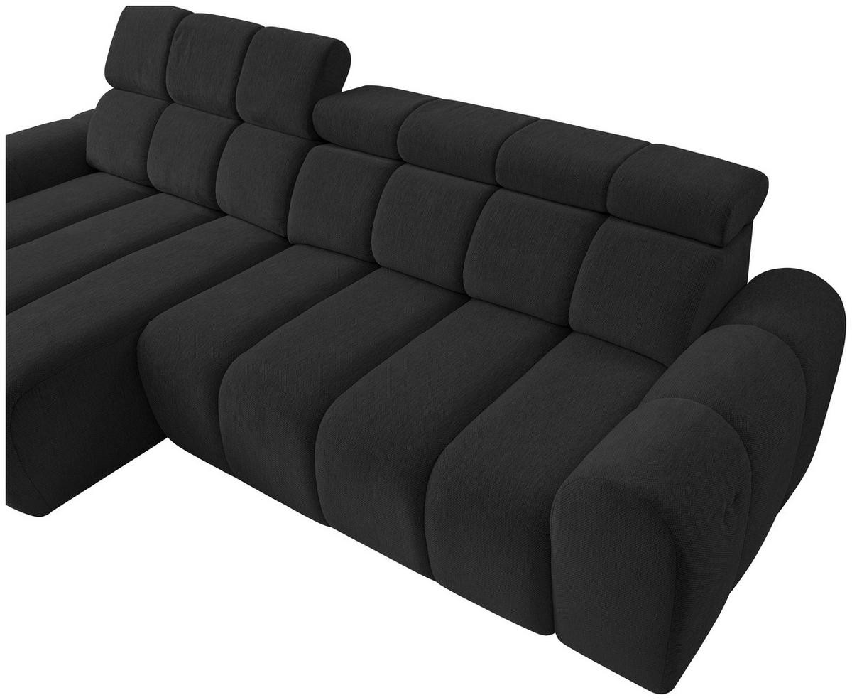 ECKSOFA  in Chenille Schwarz  152/290 cm  - Schwarz, Design, Kunststoff/Textil (152/290cm) - Stylife