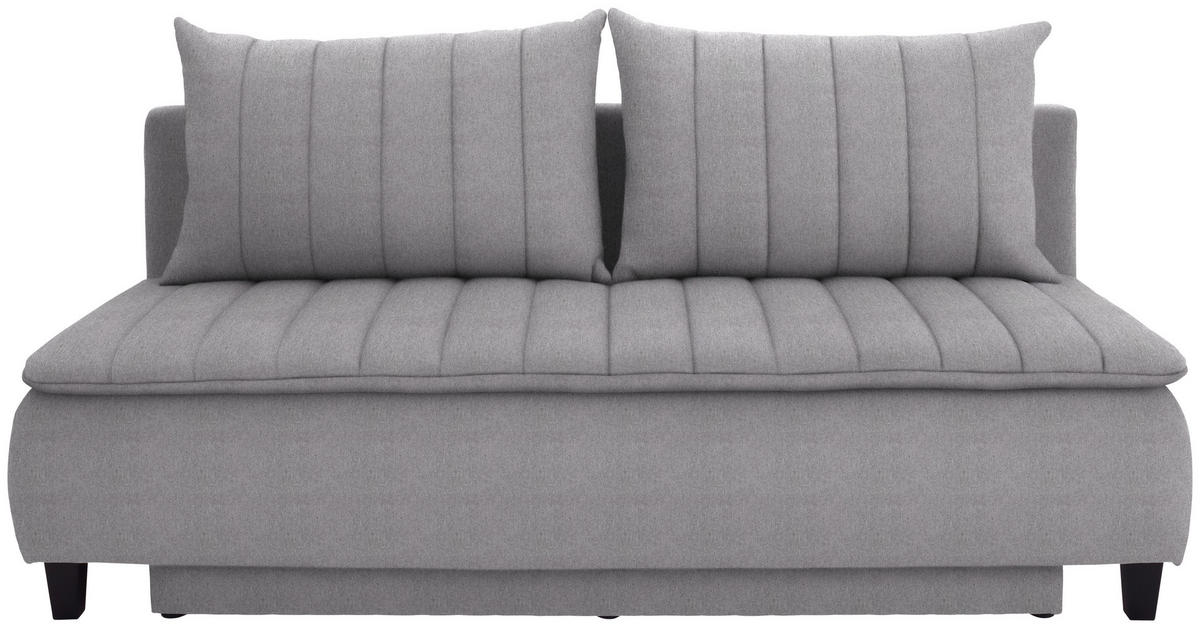 BOXSPRINGSOFA  mit Schlafen auf Sitzhöhe Webstoff Greige  - Greige/Schwarz, MODERN, Holz/Textil (208/102/96cm) - MID.YOU