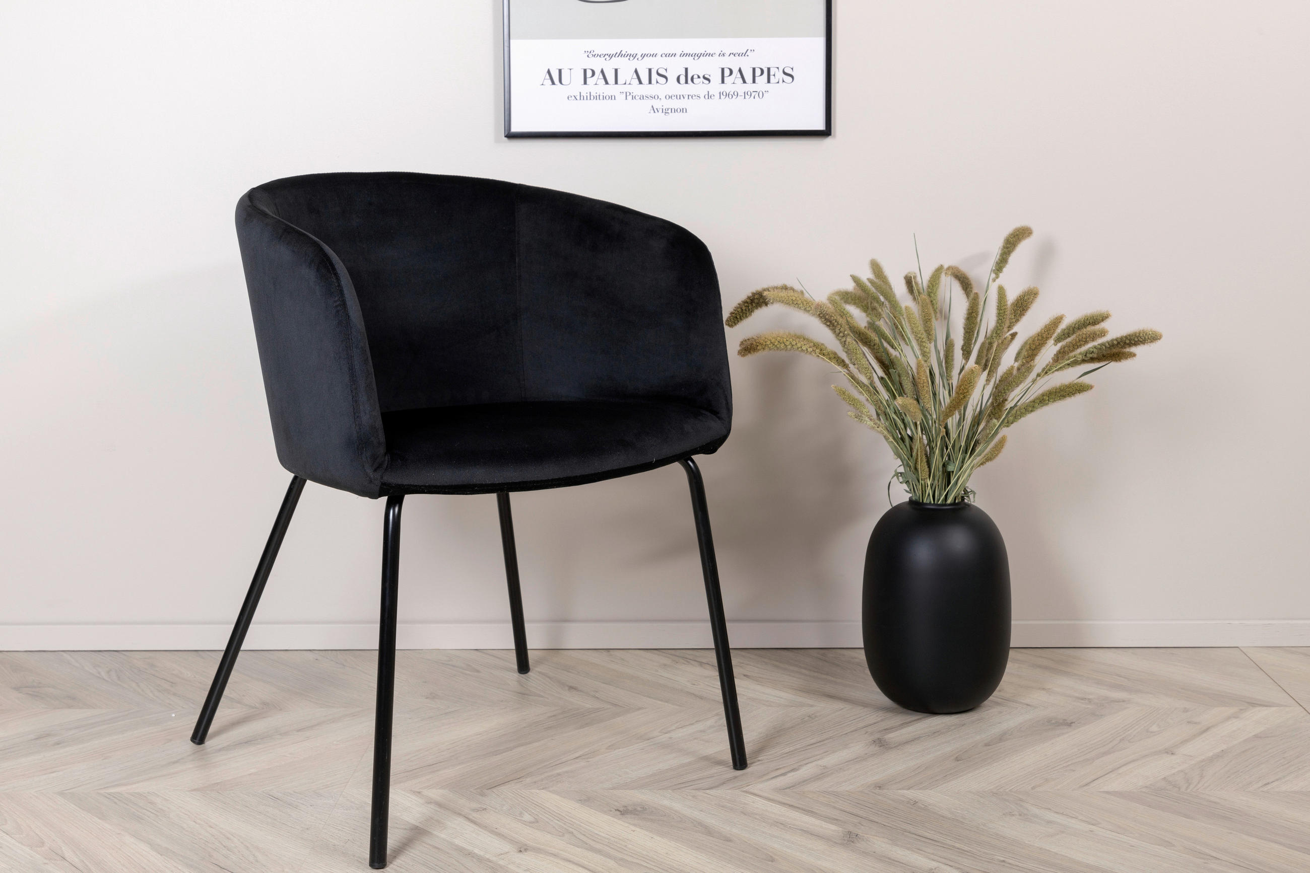STUHL Samt Schwarz  - Schwarz, KONVENTIONELL, Holz/Kunststoff (55/78/55cm) - Livetastic