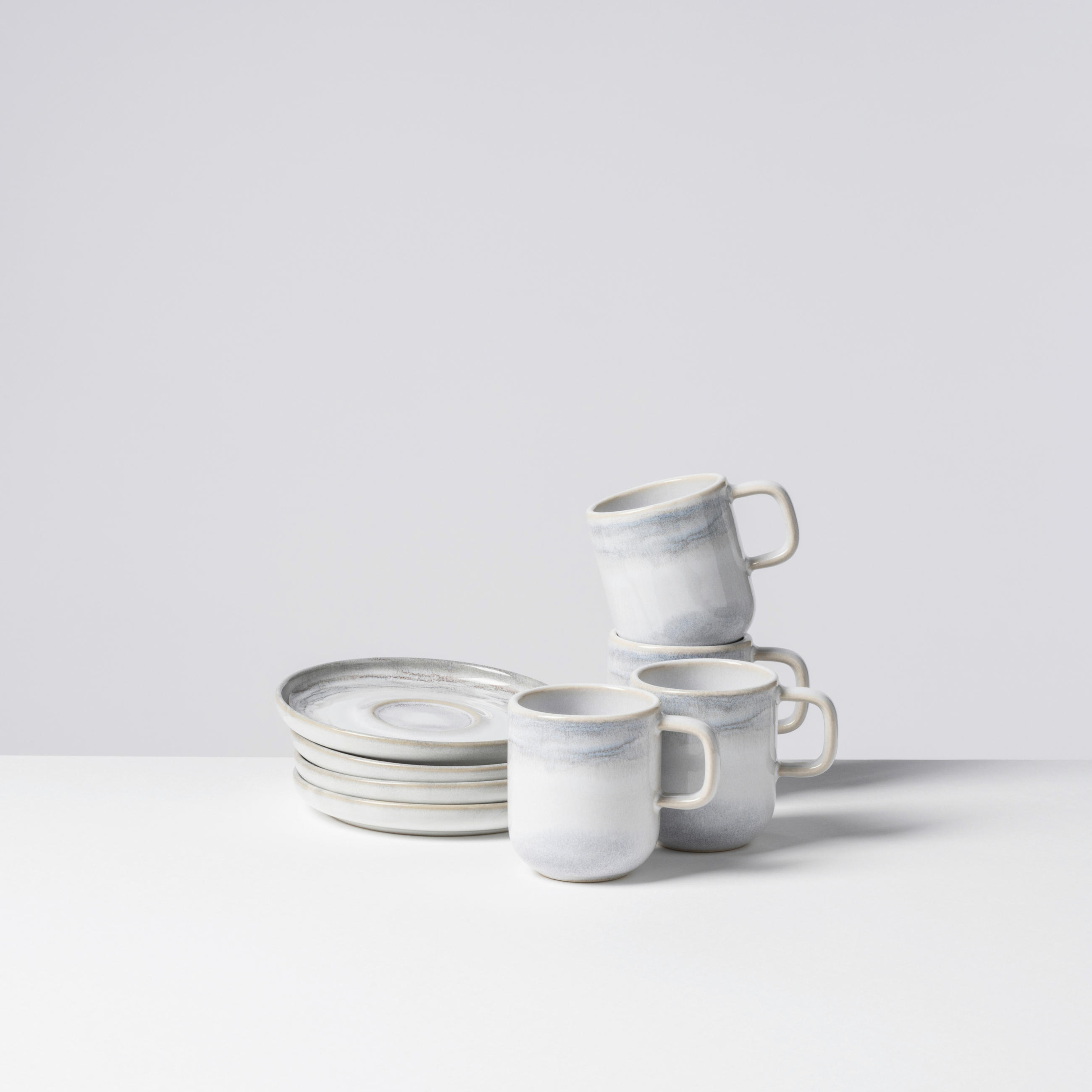 TASSENSET TIEFER SEE 8-teilig  - Hellgrau/Weiß, Basics, Keramik - Gipfelstück