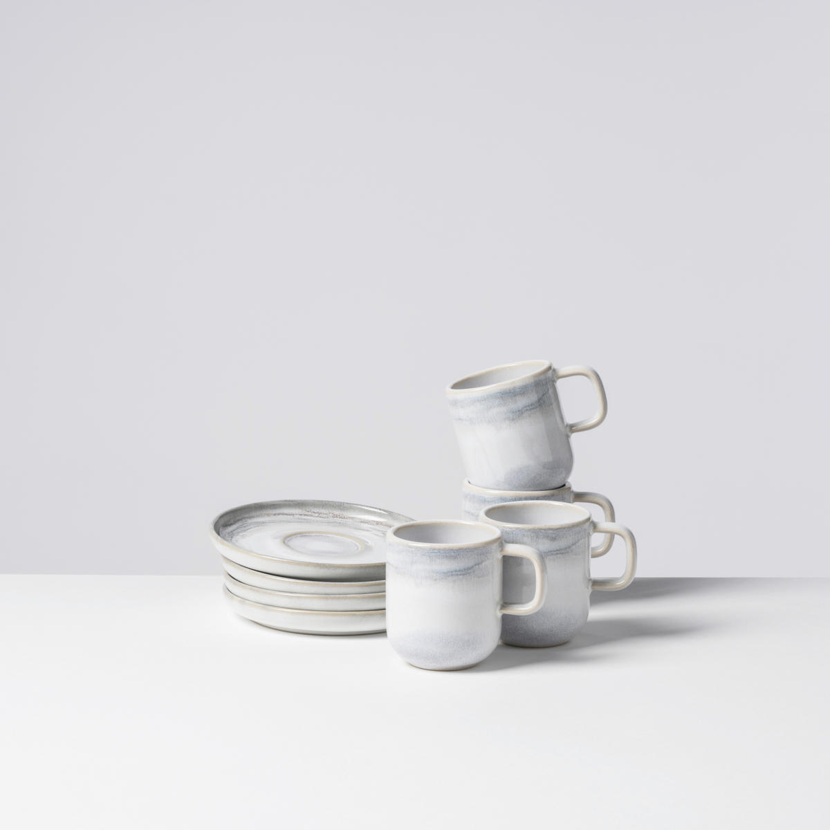 TASSENSET TIEFER SEE 8-teilig  - Hellgrau/Weiß, Basics, Keramik - Gipfelstück