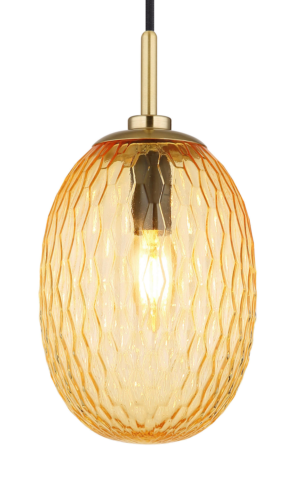 HÄNGELEUCHTE 15/120 cm    - Goldfarben/Schwarz, Basics, Glas/Textil (15/120cm) - Globo