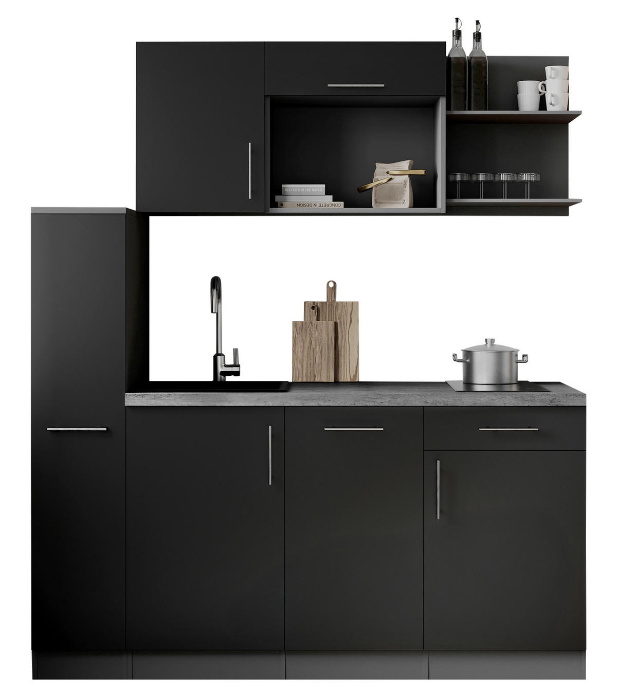 MODULKÖK 175 cm   i svart  - grå/svart, Trend, metall/trämaterial (175cm) - Respekta