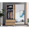 SCHWEBETÜRENSCHRANK 215/225,5/60,5 cm 2-türig Eichefarben  - Eichefarben/Schwarz, MODERN, Glas/Holzwerkstoff (215/225,5/60,5cm) - Xora
