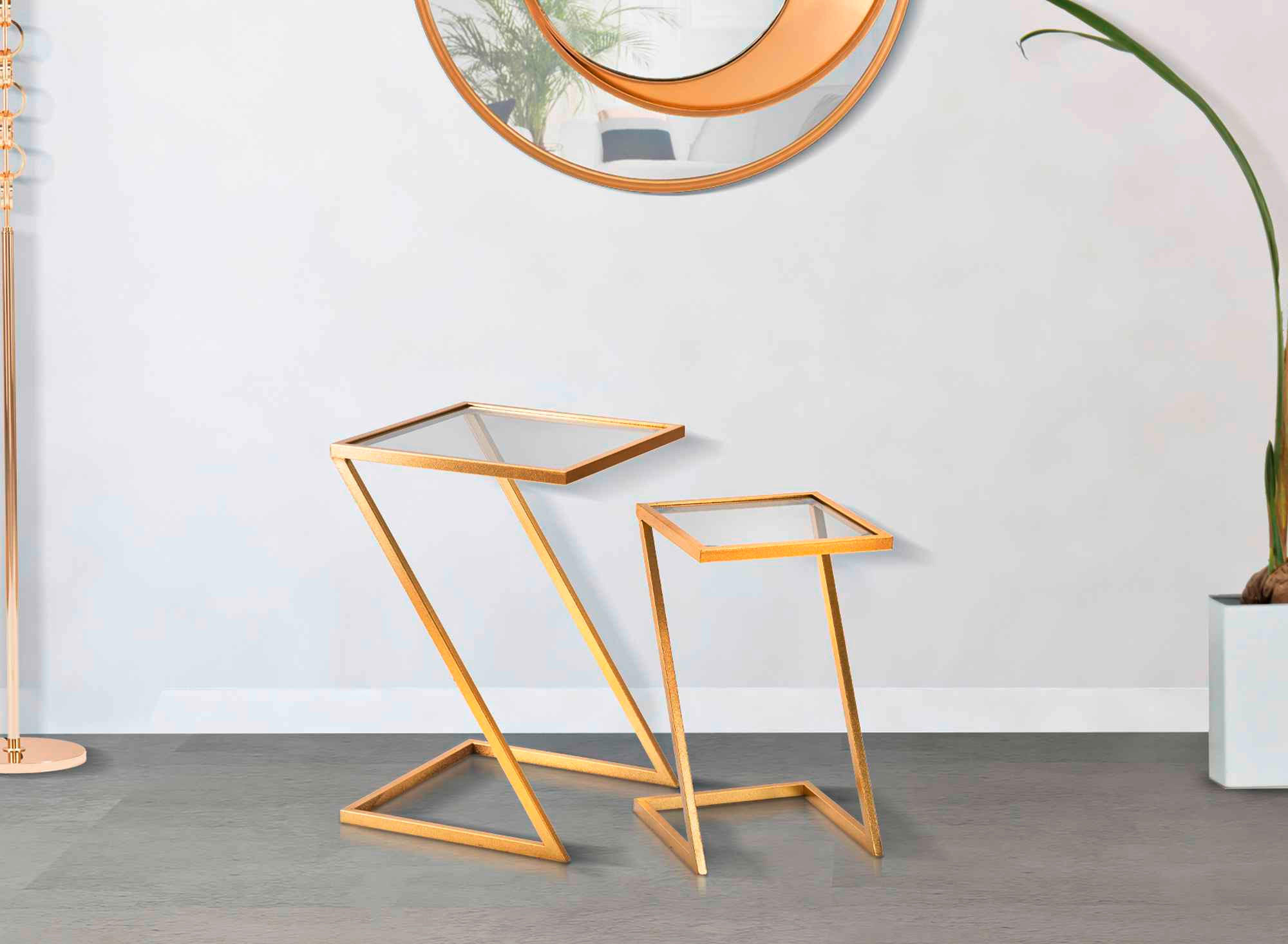 COUCHTISCH - Goldfarben, Basics, Glas/Metall (40/60/40cm)