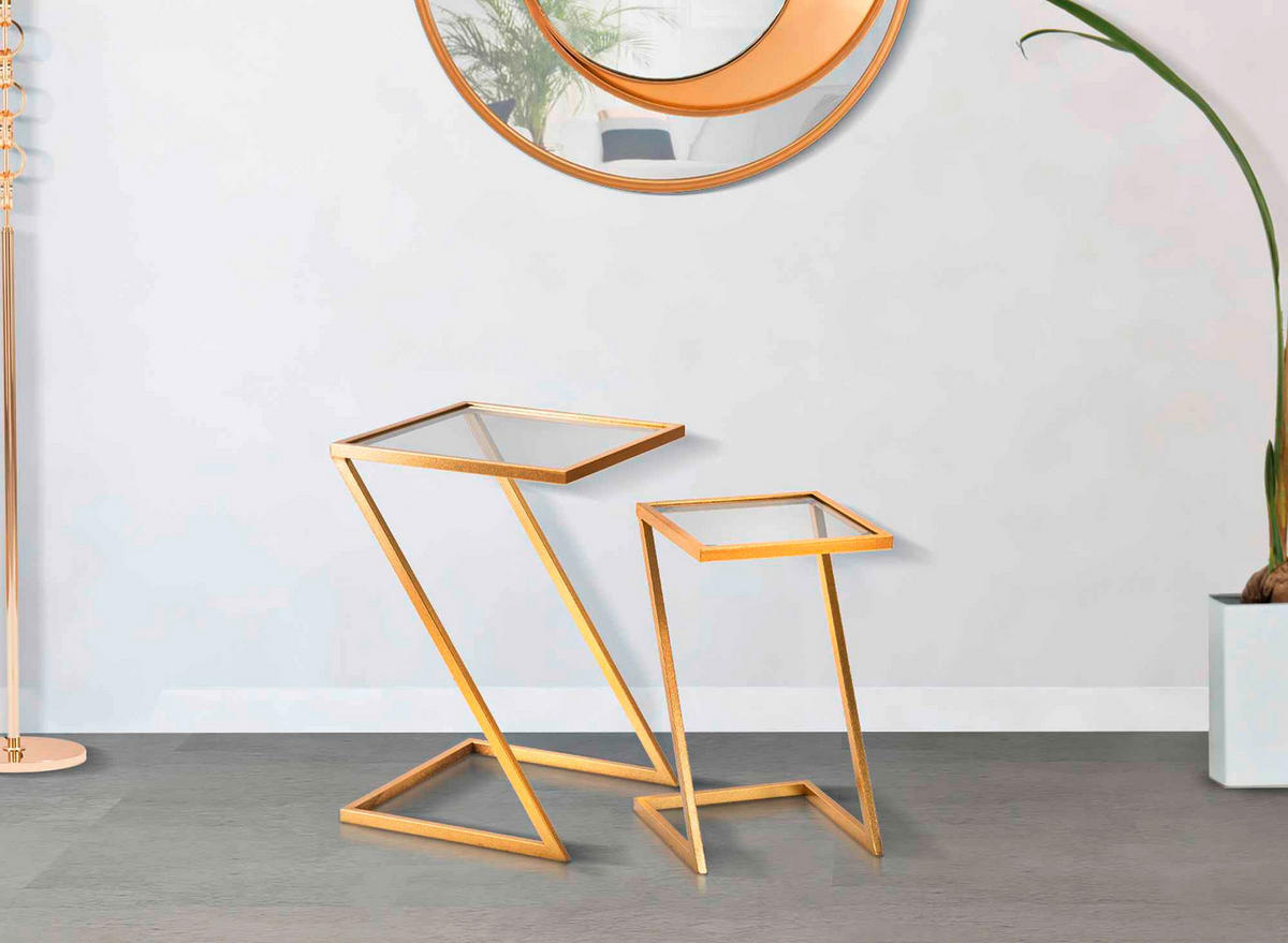COUCHTISCH - Goldfarben, Basics, Glas/Metall (40/60/40cm)
