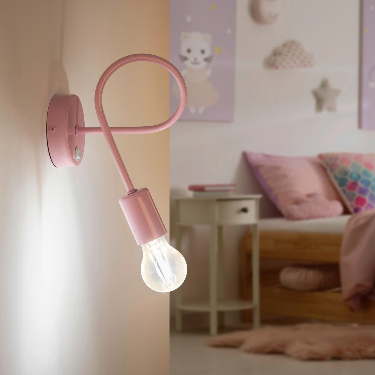 KINDERWANDLEUCHTE Oxford 20/20/24 cm  - Hellrosa, Design, Metall (20/20/24cm)