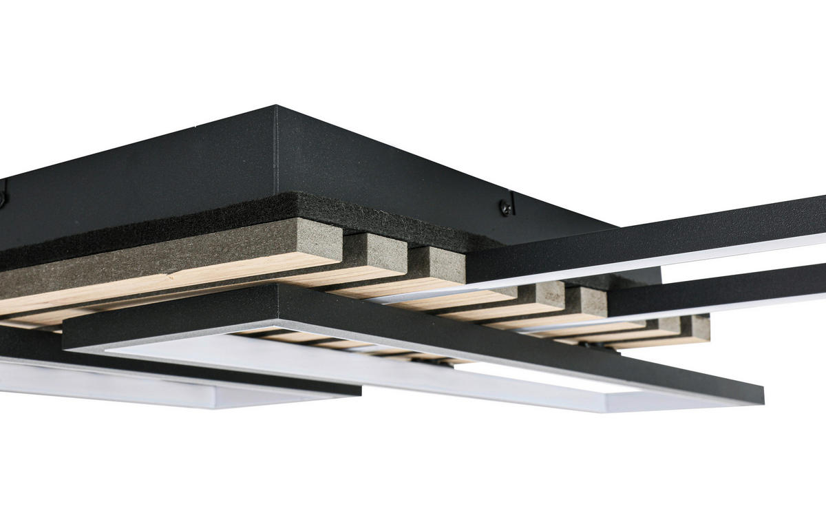 LED-DECKENLEUCHTE 33 W    73,5/66,5/7,5 cm  - Eichefarben/Schwarz, Natur, Holzwerkstoff/Kunststoff (73,5/66,5/7,5cm) - Novel