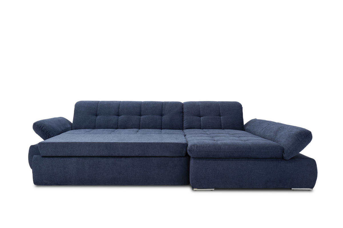 ECKSOFA Dunkelblau Mikrofaser  - Chromfarben/Dunkelblau, KONVENTIONELL, Textil/Metall (300/172cm) - MID.YOU
