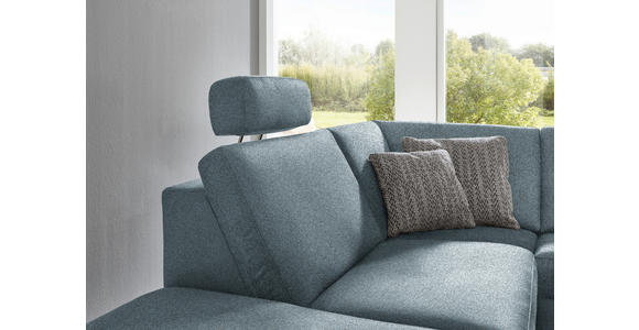 ECKSOFA in Mikrofaser Blau 242/275 cm - Blau/Alufarben, Design, Textil/Metall (242/275cm) - Dieter Knoll
