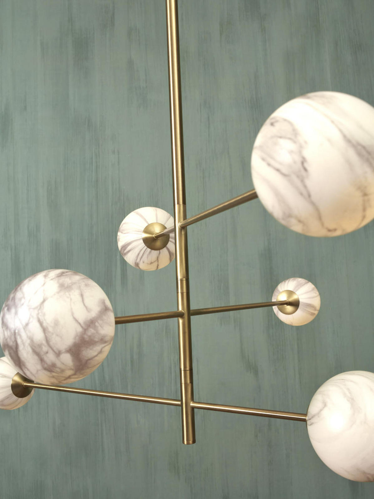 HÄNGELEUCHTE Carrara Globus 99/142 cm   - Goldfarben/Weiß, Basics, Glas/Metall (99/142cm) - It's about Romi