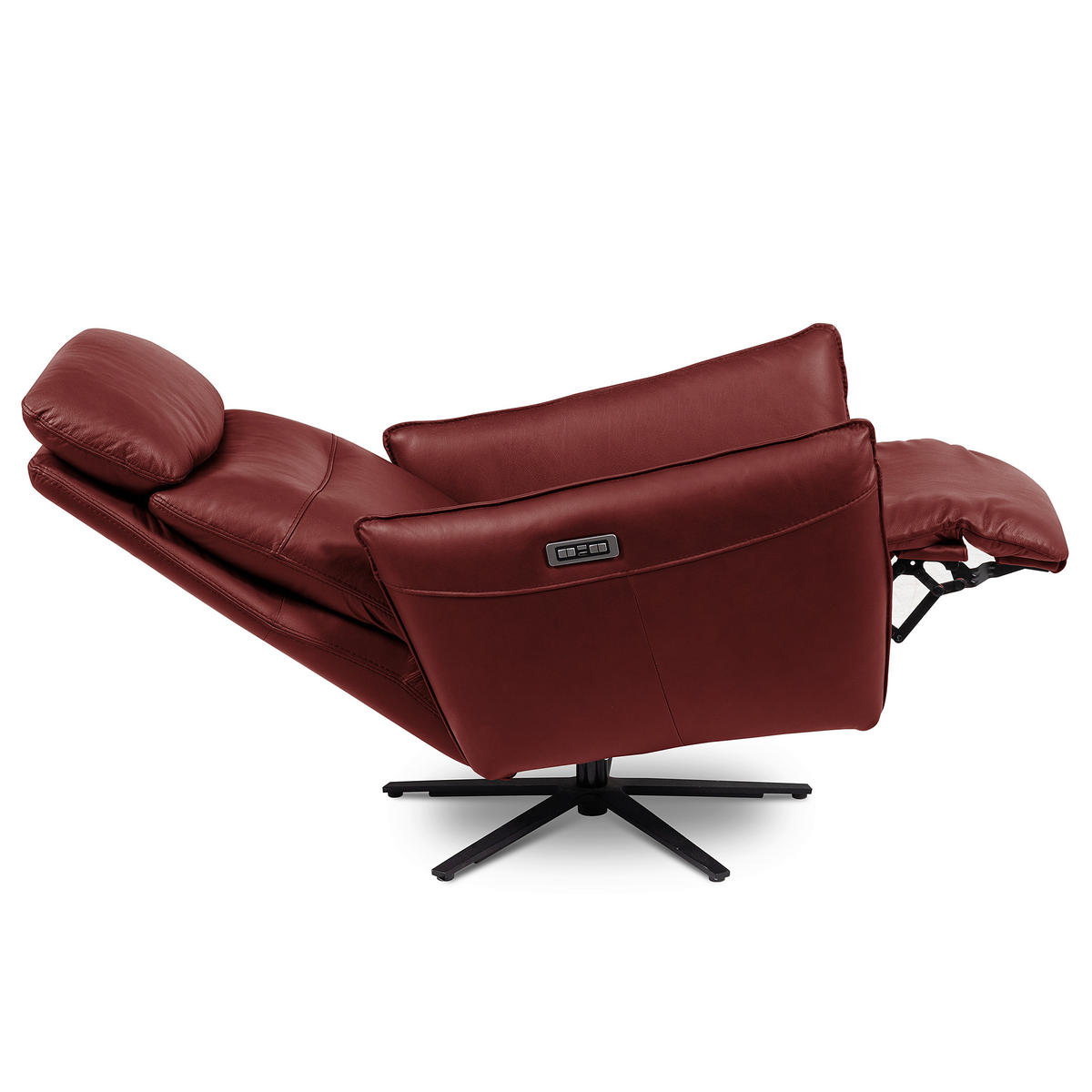 RELAXSESSEL Leder Kirschrot  - Schwarz/Kirschrot, Design, Leder/Metall (77/107/88cm) - Livetastic
