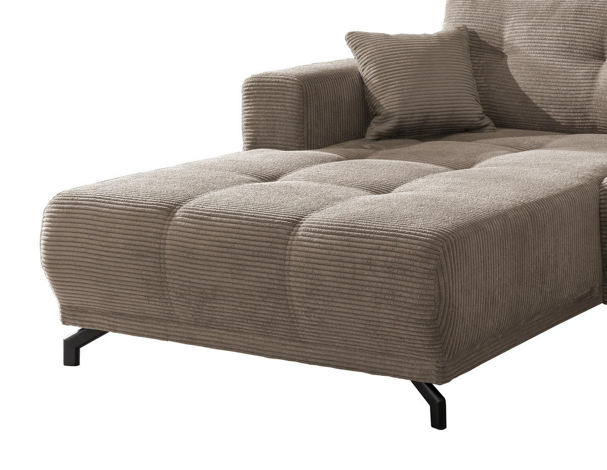 ECKSOFA in Cord Graubraun  - Graubraun/Schwarz, Modern, Holz/Textil (177/246cm) - MID.YOU