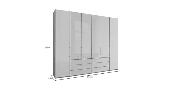 FALTTÜRENSCHRANK 250/236/58 cm 6-türig  - Chromfarben/Weiß, KONVENTIONELL, Glas/Holzwerkstoff (250/236/58cm) - Dieter Knoll