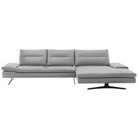 ECKSOFA in Echtleder Grau  - Schwarz/Grau, Modern, Leder/Metall (342/158cm) - Chilliano