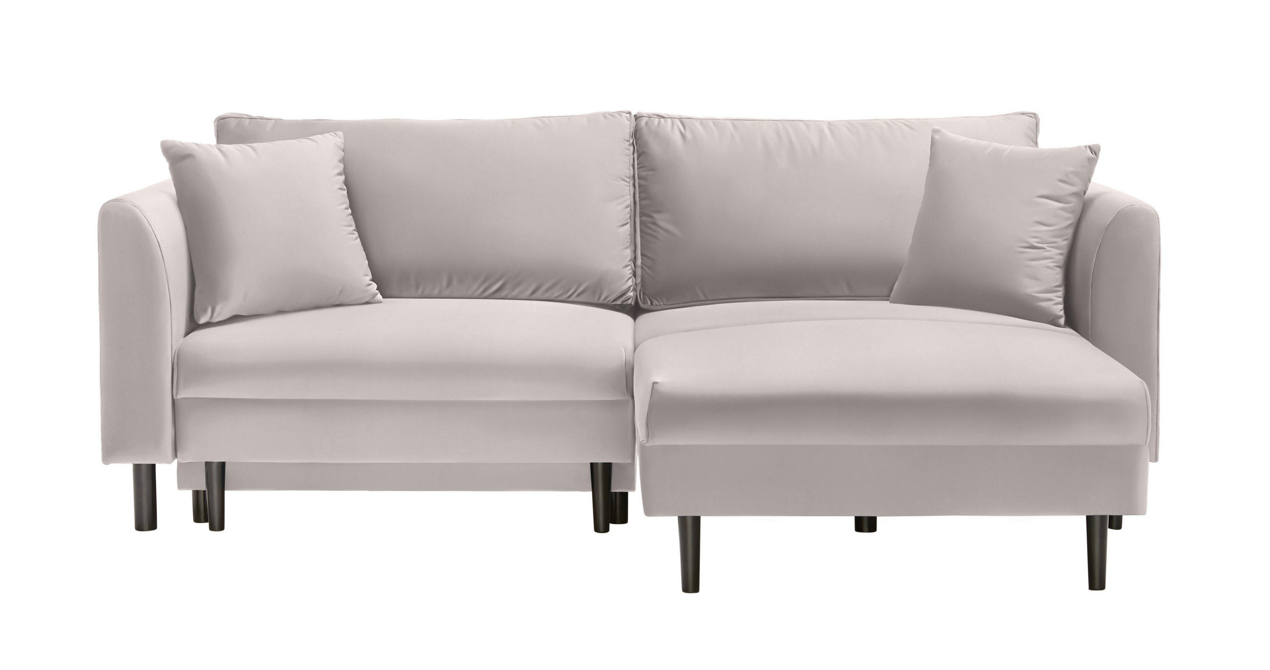 ECKSOFA Creme Velours  - Creme/Schwarz, Design, Holz/Textil (235/165cm) - Ti'me