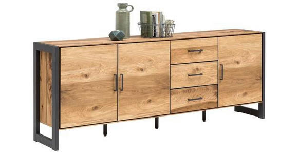 SIDEBOARD Eiche furniert Alteiche  - Alteiche/Graphitfarben, Trend, Holz/Metall (208/81/40cm) - Carryhome