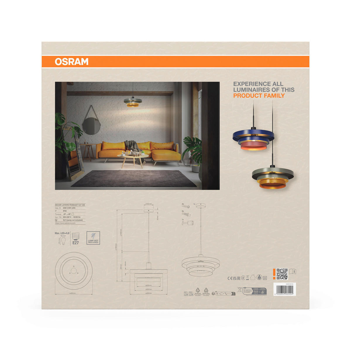 HÄNGELEUCHTE 40/136 cm  - Basics, Metall (40/136cm) - Osram