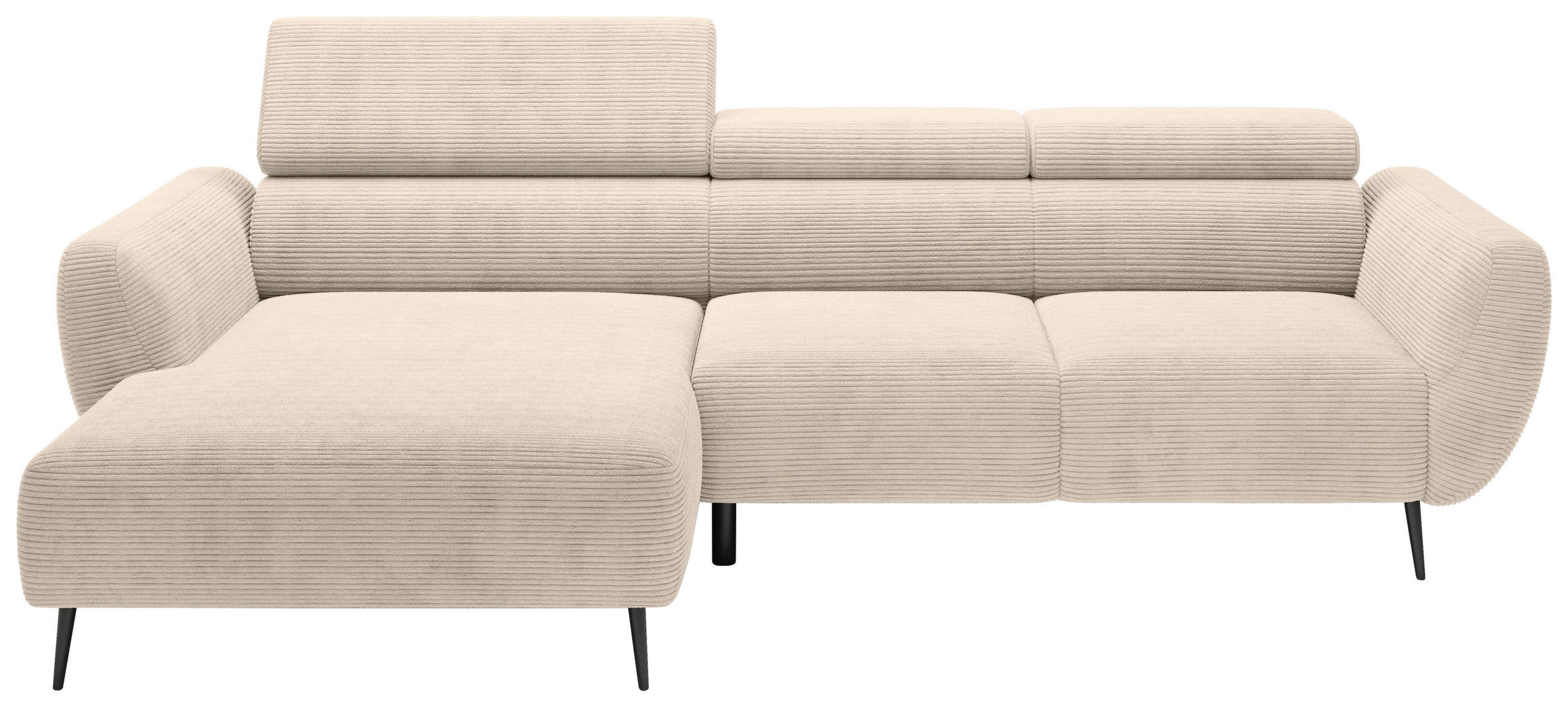 ECKSOFA  in Cord Taupe Kopfteilverstellung  174/277 cm  - Taupe/Schwarz, KONVENTIONELL, Textil/Metall (174/277cm) - Carryhome