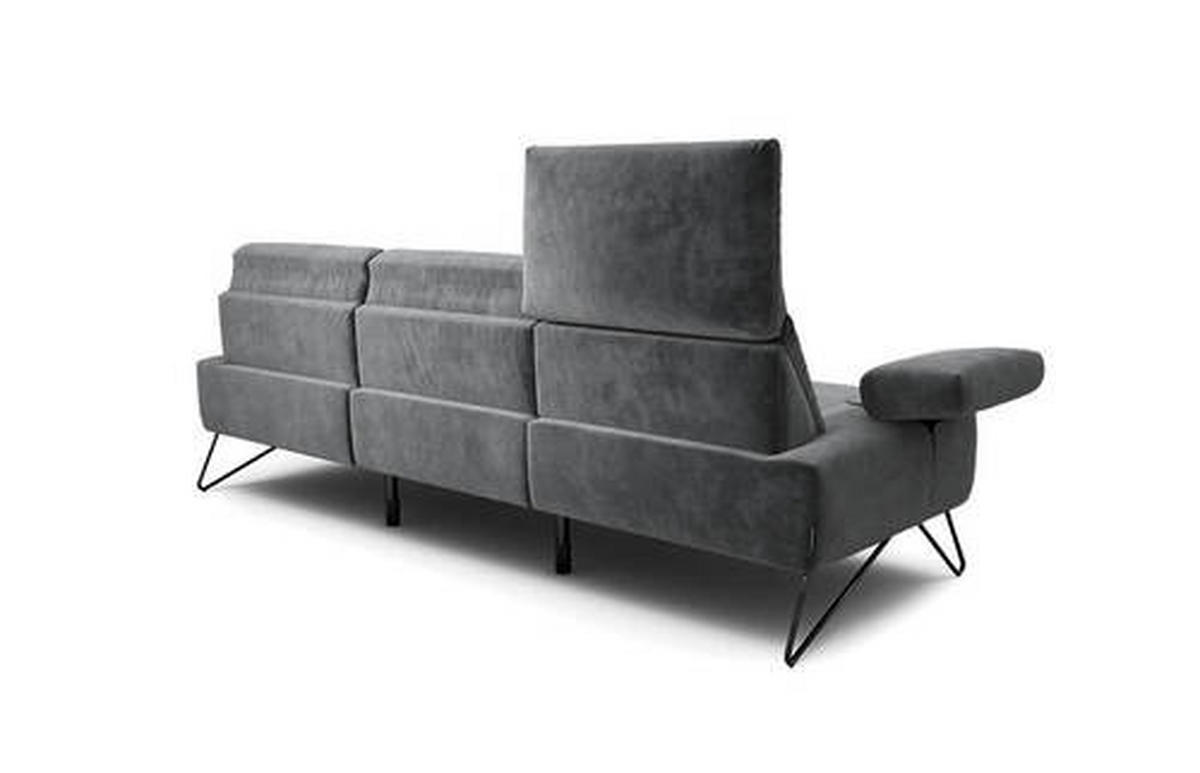 3-SITZER-SOFA in Samt Anthrazit  - Anthrazit/Schwarz, Design, Textil/Metall (234-264/85/86-94cm) - SENSOO