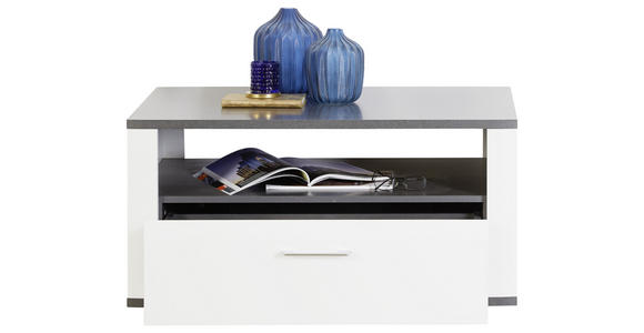 Couchtisch mit Ablagefach + Schublade Alassio Weiß/Graphit - Graphitfarben/Weiß, MODERN, Holzwerkstoff (90/50/60cm) - Luca Bessoni