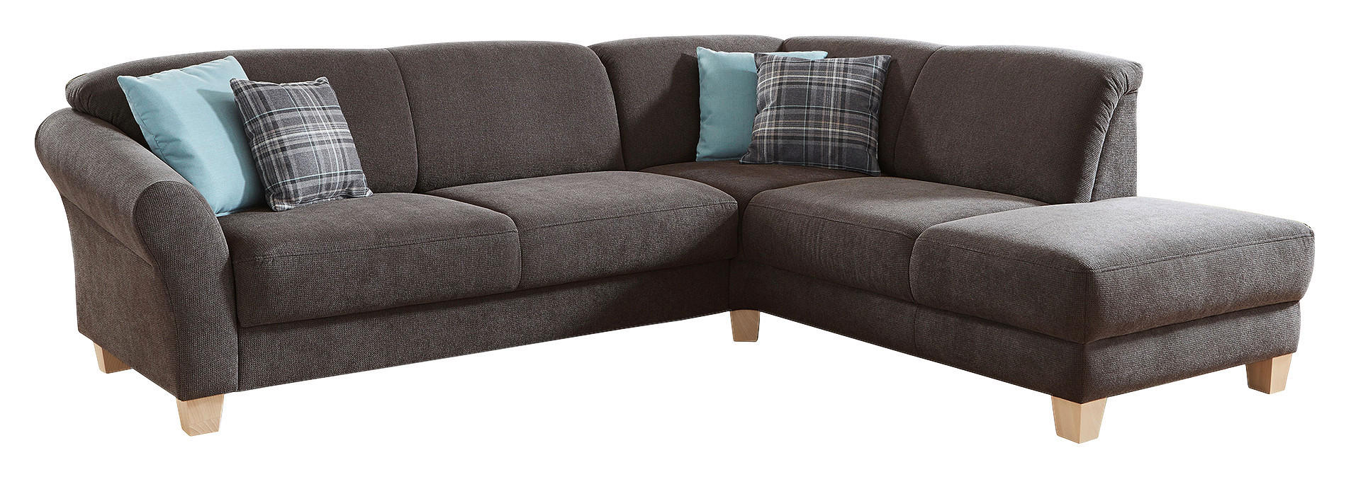 ECKSOFA Dunkelbraun Flachgewebe  - Dunkelbraun/Naturfarben, KONVENTIONELL, Holz/Textil (257/212cm) - Sit & More