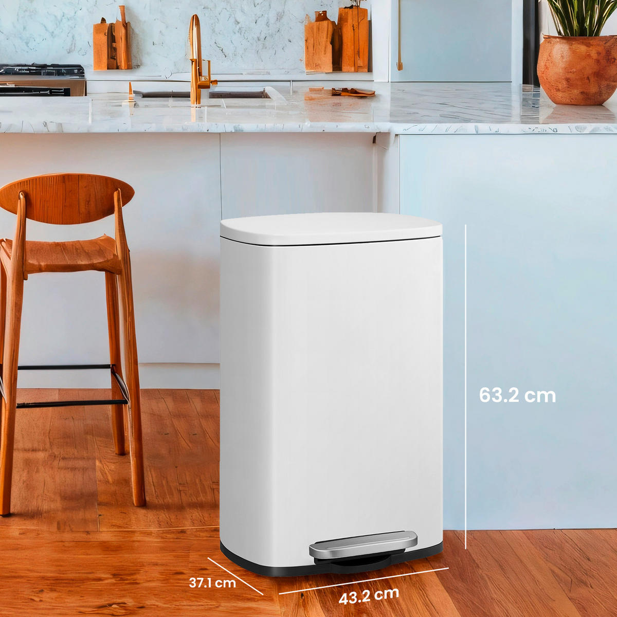 KÔŠ NA ODPADKY  50 l - čierna/biela, Basics, kov/plast (43,2/63,2/37cm)