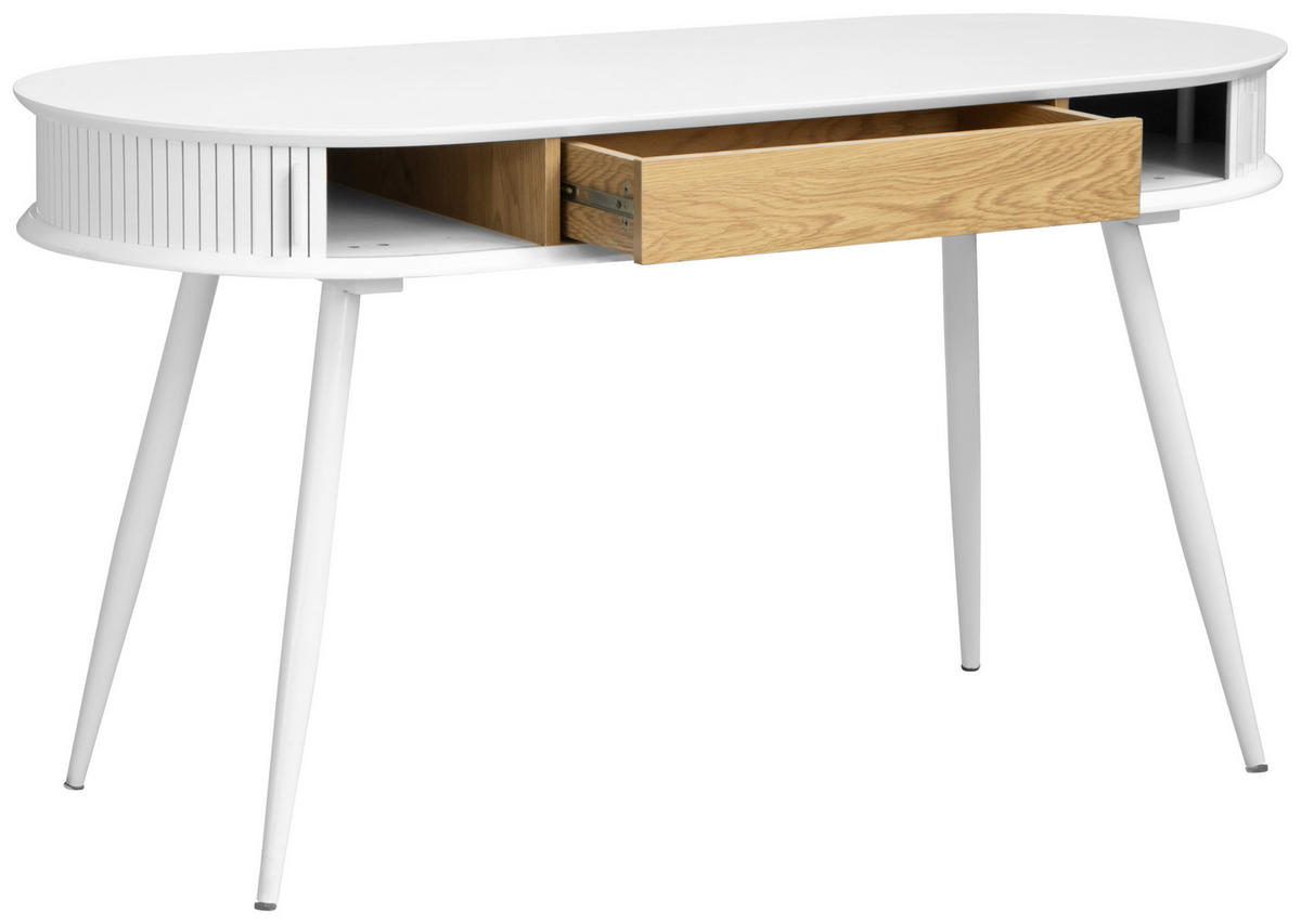 PSACÍ STŮL, bílá, barvy dubu, 140/76/60 cm - bílá/barvy dubu, Lifestyle, kov/kompozitní dřevo (140/76/60cm) - MID.YOU