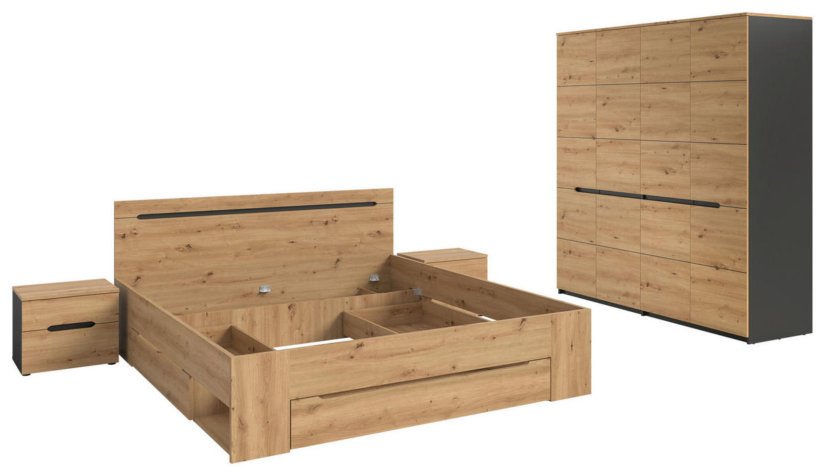 SCHLAFZIMMER Grau, Eiche Artisan  - Eiche Artisan/Grau, MODERN, Holzwerkstoff - MID.YOU