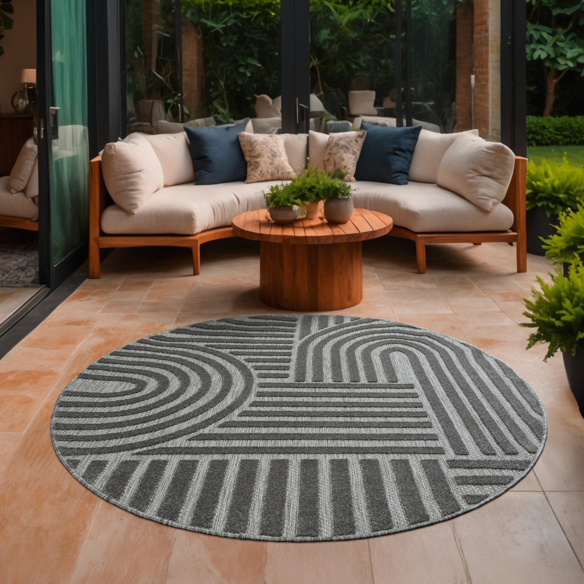 OUTDOORTEPPICH 120 cm Berlin Grau  - Grau, Basics, Kunststoff/Textil (120cm)