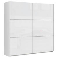 OMARA Z DRSNIMI VRATI, bela, visoki sijaj, bela  - bela/visoki sijaj, Design, kovina/leseni material (200,1/209,7/61,2cm) - home24