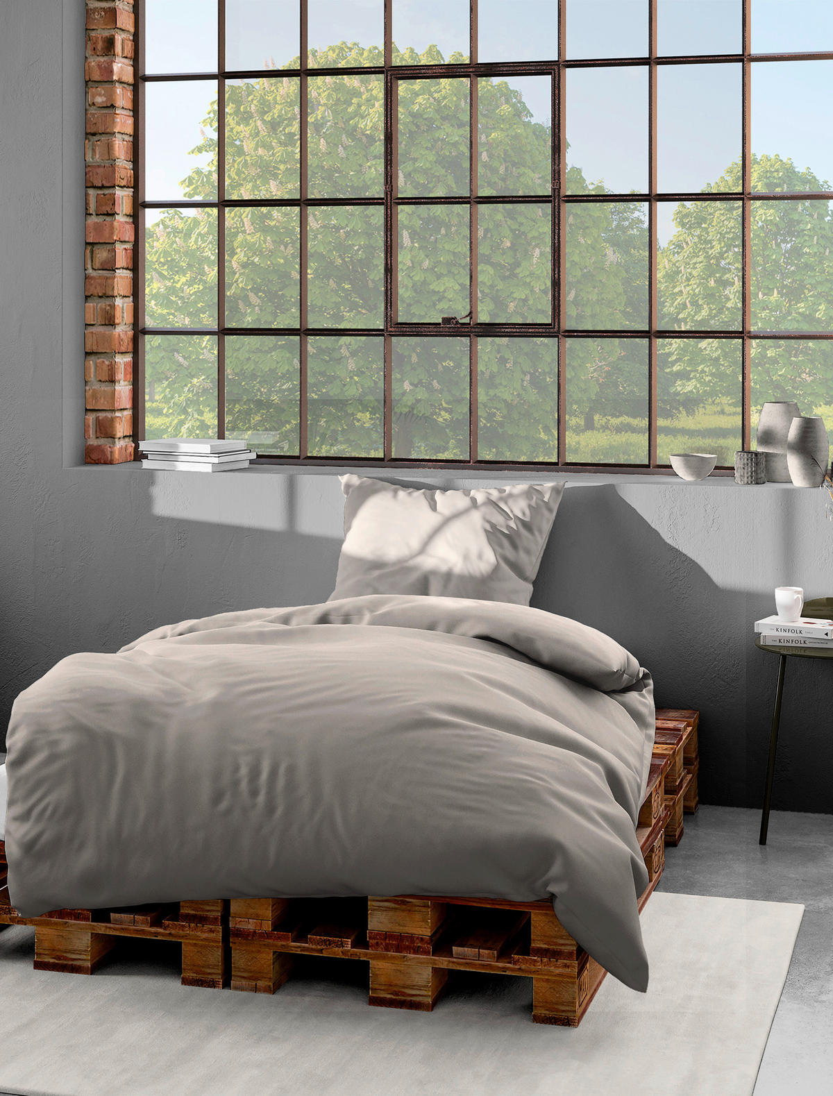 BETTWÄSCHE Makosatin 155/220 cm  - Taupe, KONVENTIONELL, Textil (155/220cm) - Bierbaum